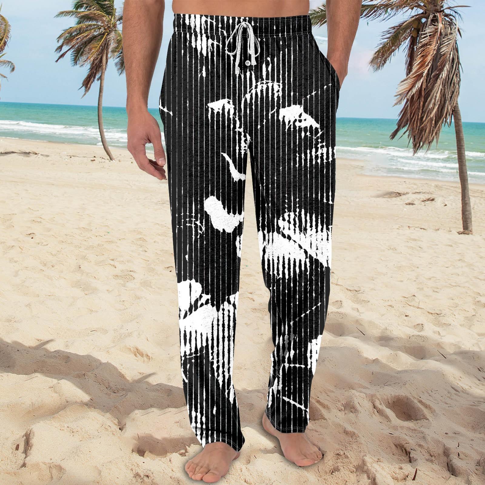 

Чоловічі трикотажні модні повсякденні штани з кишеньковими принтами, піжами M чорний