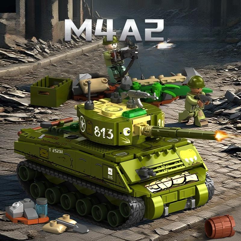 362 ks Vojenská série M4A2 Hlavní bitevní tank Sestavovací stavebnice Dětské hračky