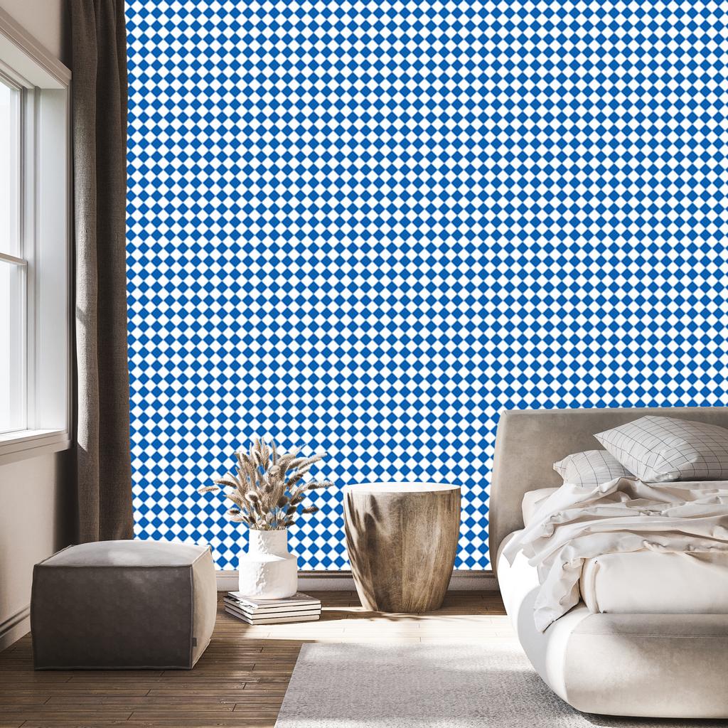 Geometric rhombus wallpaper in azure and blue for the living room and bedroom 50x1000