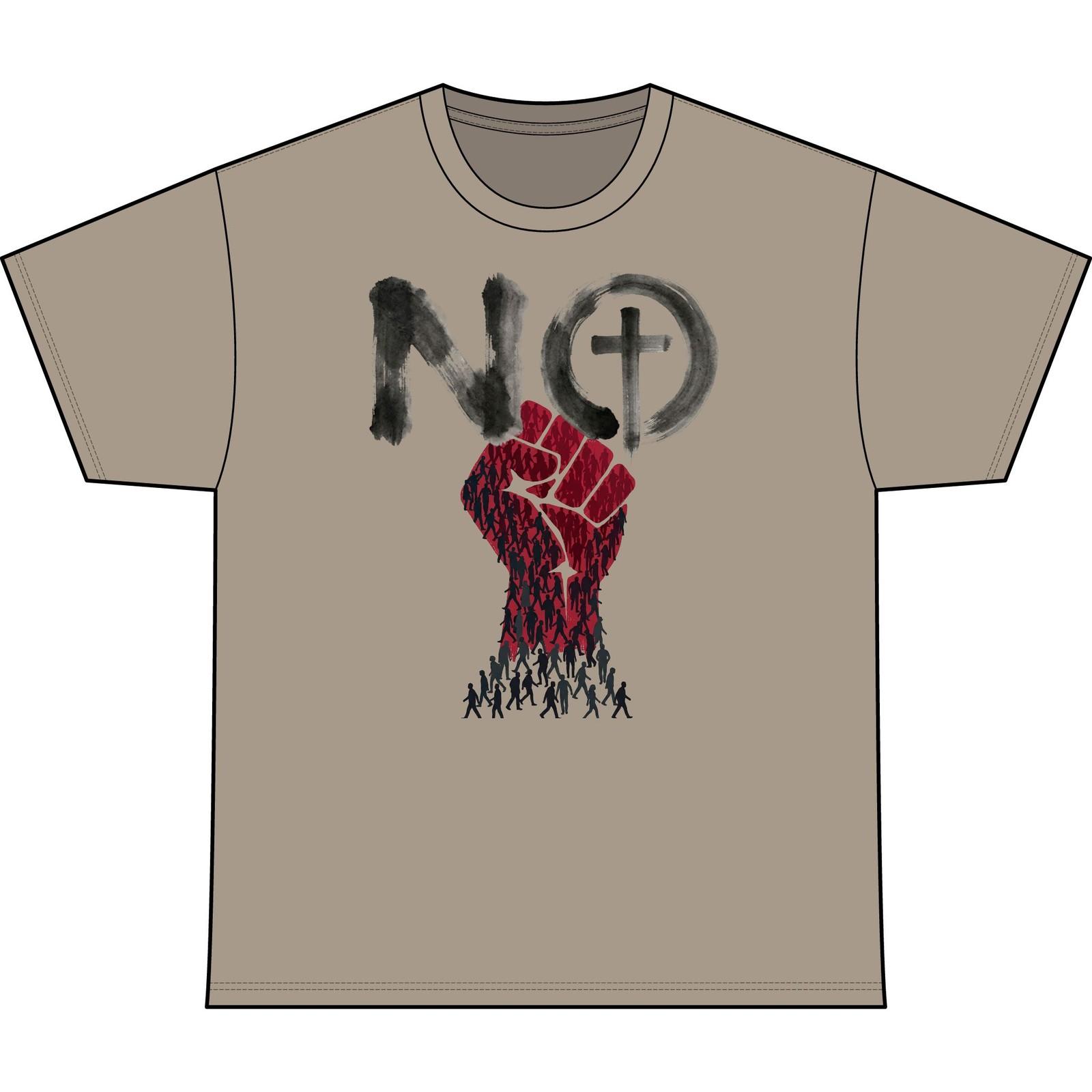 Heavyweight Tee shirt designer hand protest fist no sign rebellion men women S