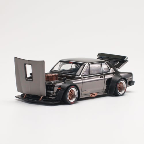 POP RACE 1/64 SKYLINE GT-R V8 DRIFT (HAKOSUKA) DARK CHROME Finished Product