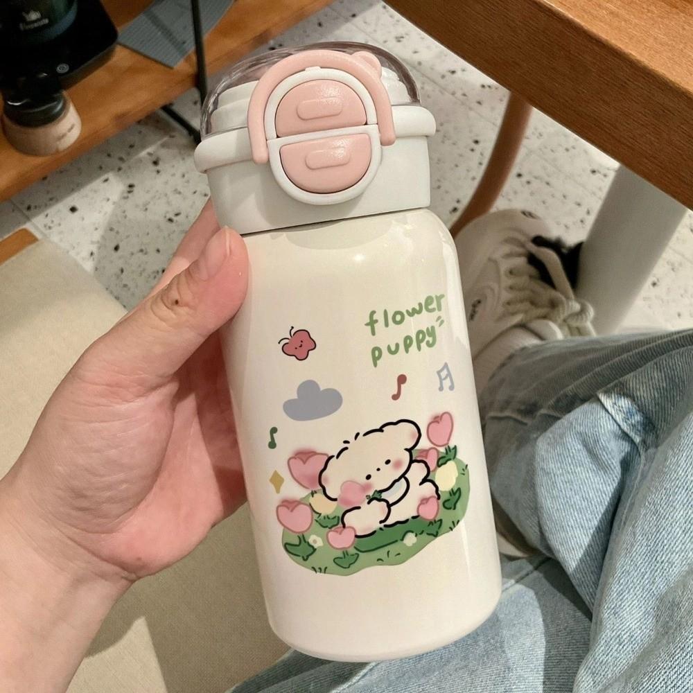 Leak Proof Double Drinking Water Cup Cartoon Iced Coffee Cup Drinkware Straw Bottle  Outdoor