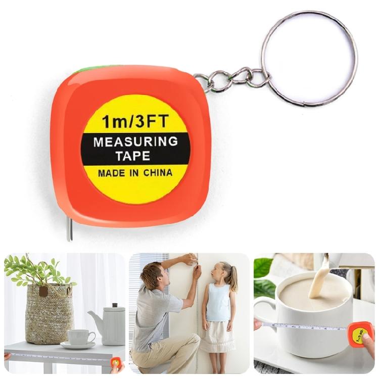 Pocket Tape Measure 1m Long Auto Retractable Portable Design Stainless Steel Tape Double Scale Flexible Keyring