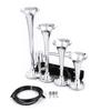 Bocina de Aire para Coche Súper Ruidosa de 135db y 12V con 4 Tubos Trompeta para Camión/Tren/Barco (Negro / plata)
