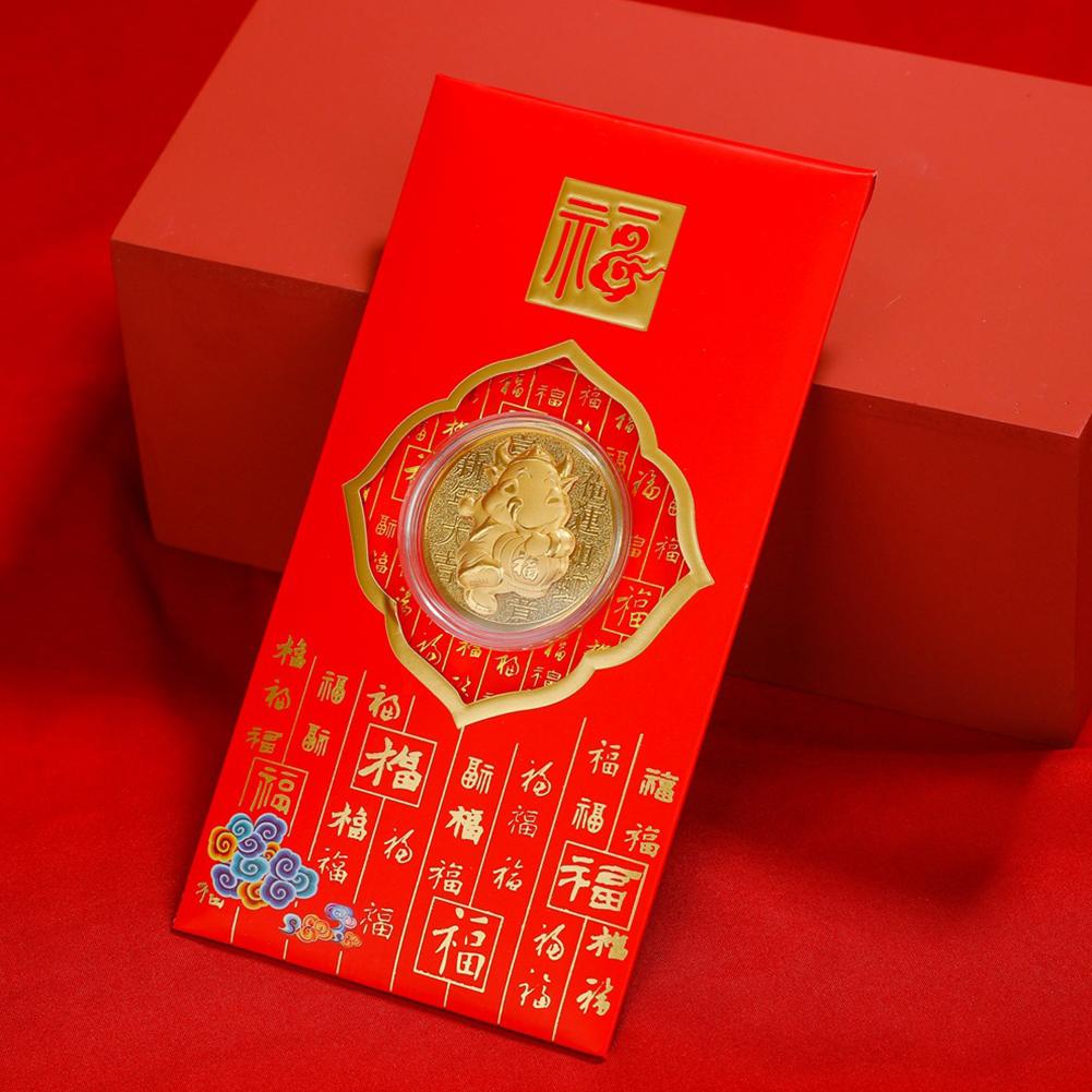 2021 Gold Coin Red Envelope Gold Foil Commemorative Coin Gold Red Packet