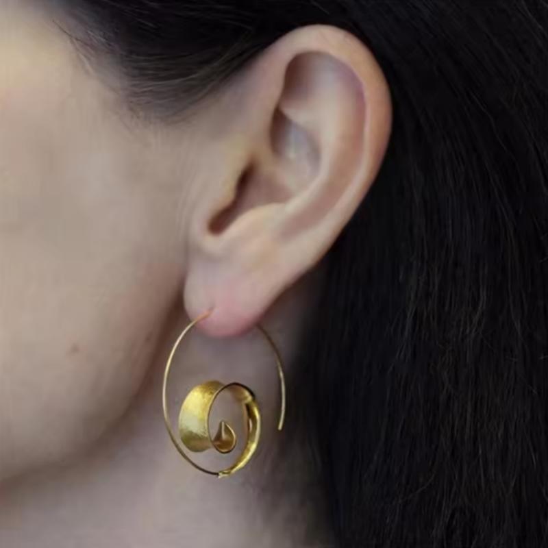 New Trendy Personality Round Spiral Leaf Earrings, Women Exaggerated Design Earrings Earrings, Fine Jewelry Acero Inoxidable