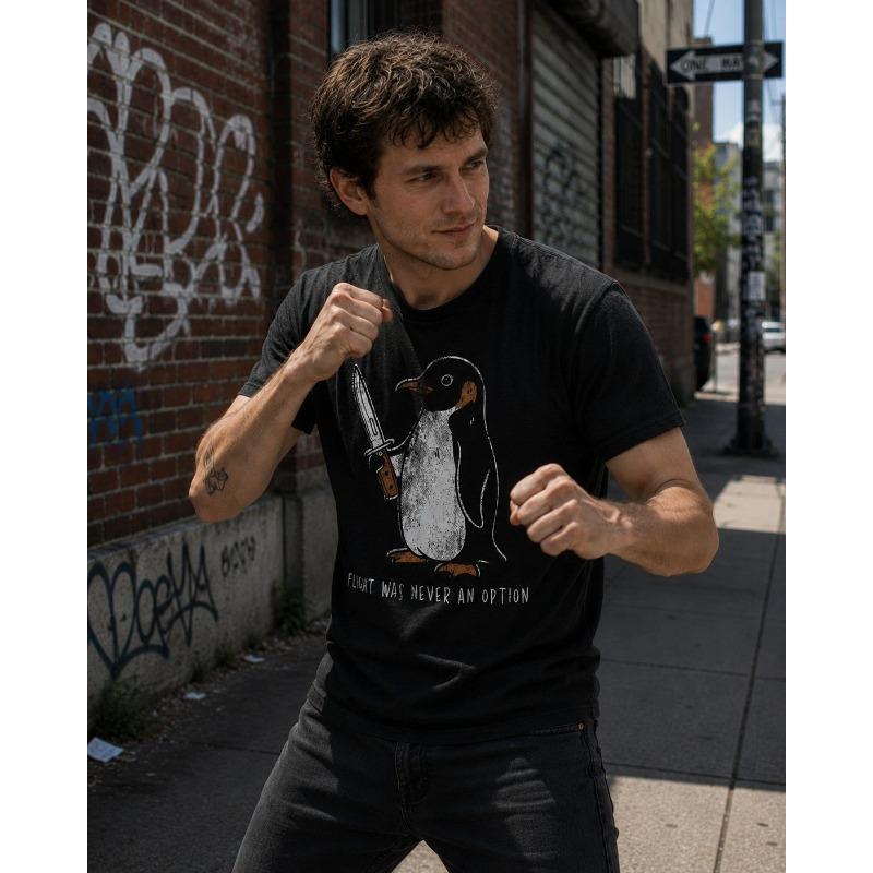 Men's Funny T-Shirt Flight Was Never An Option Penguin