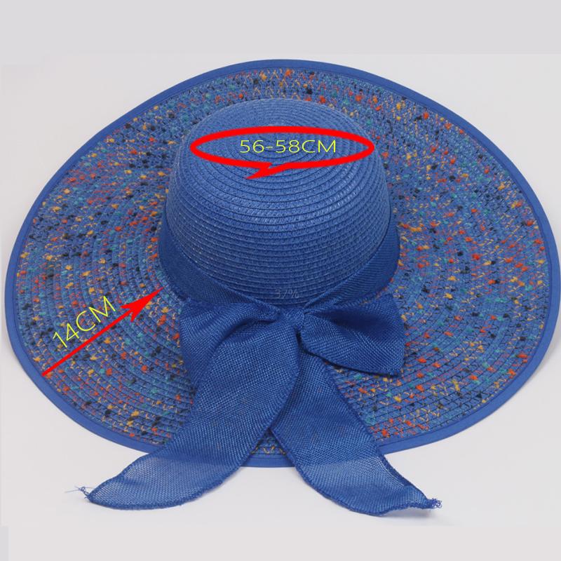 Summer Women Big Brim Straw Bow Hat Sun Fashion Wide Brim Floppy Panama Cap Outdoor Foldable Uv Protect Travel Femme Beach Hats