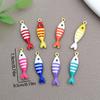 Stainless Steel Double-Sided Enamel Striped Fish Pendant for DIY Jewelry