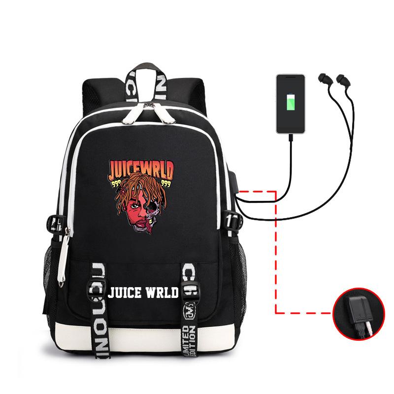 Uice Wrld Printed Backpack Schoolbag Backpack Charging Earphone Hole Multi-Function