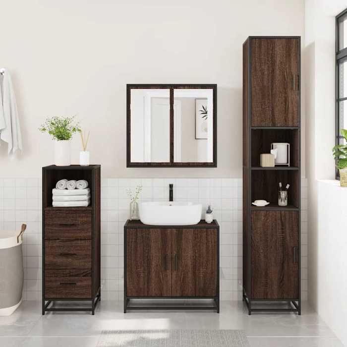 VidaXL Bathroom Cabinet Brown Oak 35x37.5x100 Cm Engineered Wood, Bathroom Storage Cabinet, Cupboard of 849253