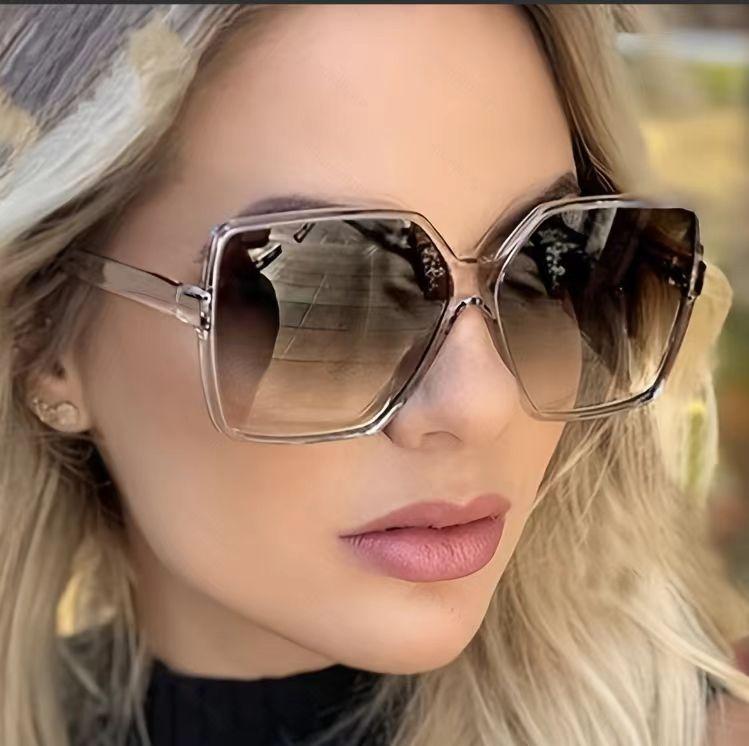 Brand Designer Fashion Oversized Sunglasses Women Plastic Female Big Frame Gradient Sun Glasses UV400 mujer