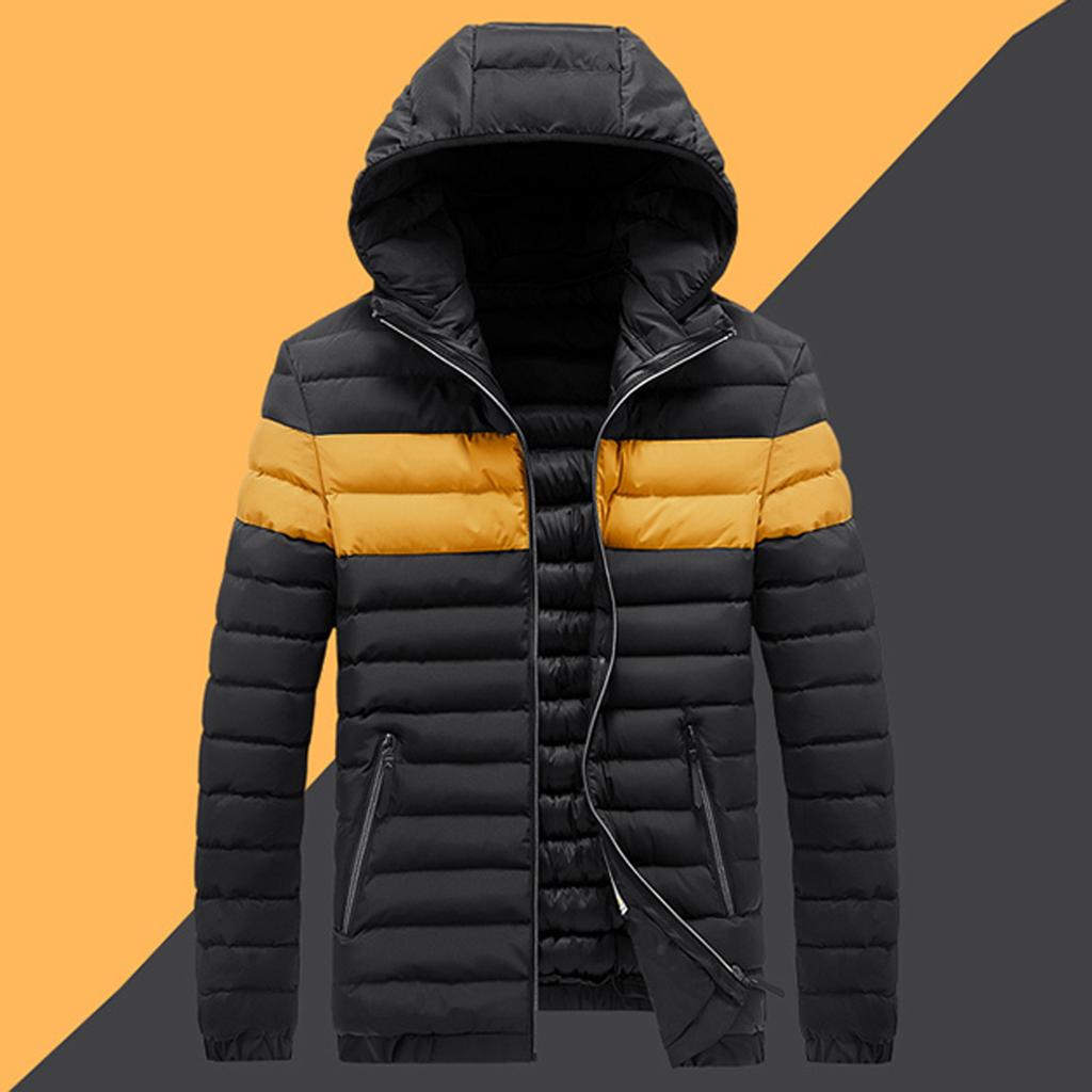 Men Winter Warm Hooded Patchwork Soft for Windproof Soft Coat  Jacket