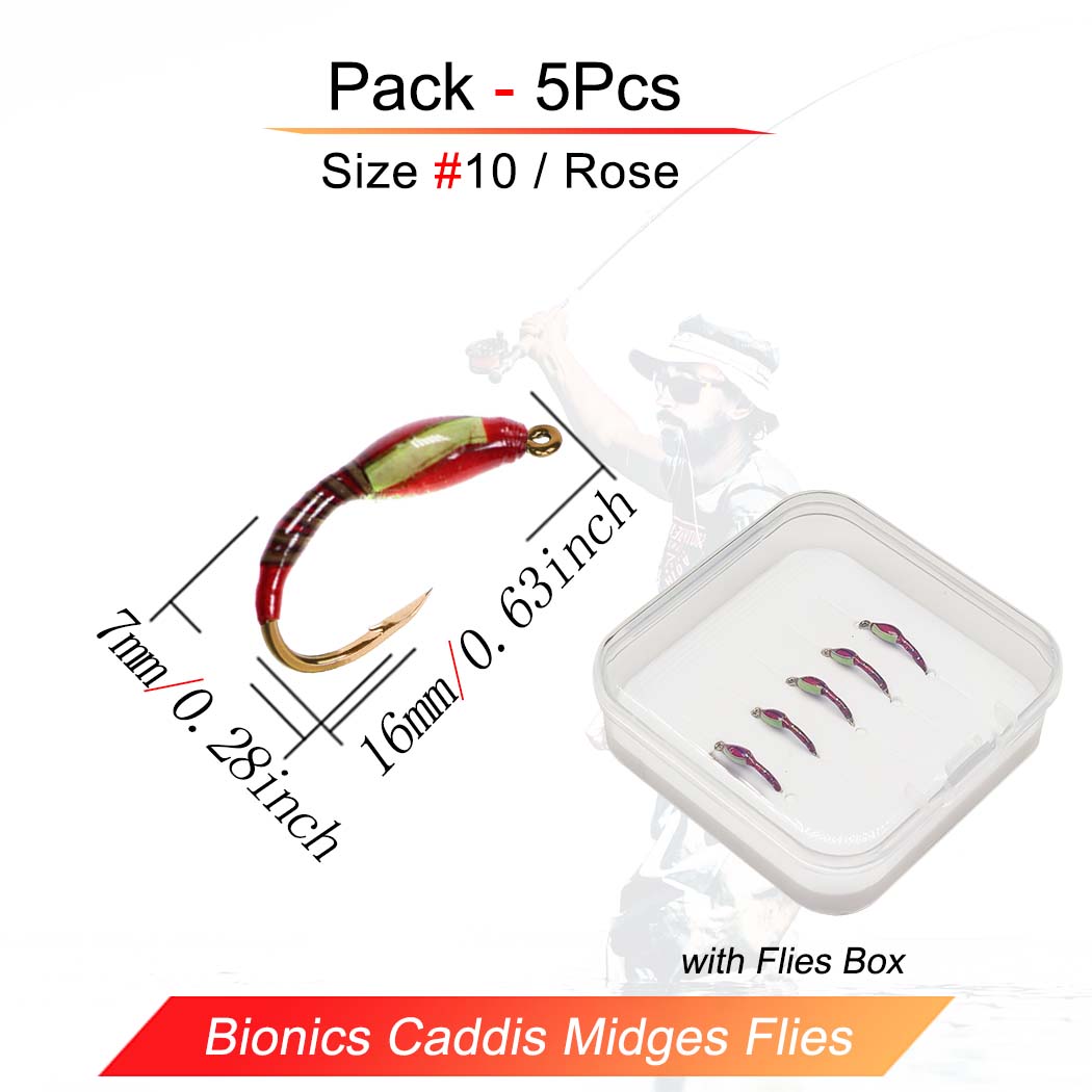 

5/10 шт. Реалистичная наживка для ловли рыбы нахлыстом, куколка комара-хирономида, нимфа, мушки для ловли форели, крючок для ловли рыбы нахлыстом, искусственные приманки для личинок ручейника 5Pcs/Box