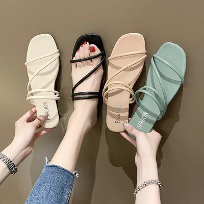 Women Slingback Sandals 2024 New Women's Shoes Summer Flats Casual Flip Flops Shallow Female Slides Open-toe Slippers