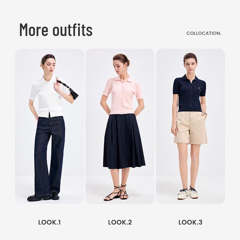 Navigare Women's Polo Short Sleeve Knit Cardigan