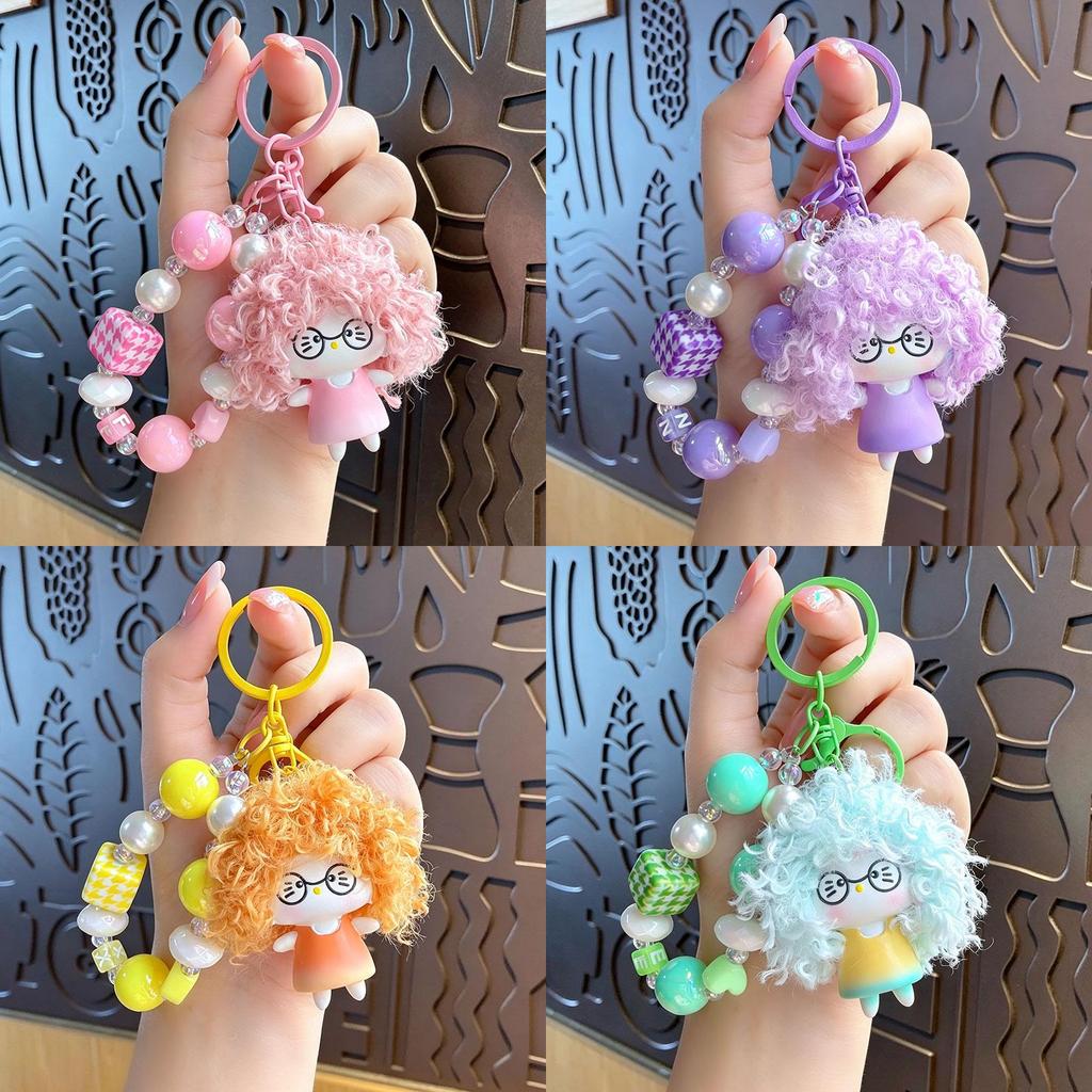Cat Keychain With Resin Craft And Cute Wave Style For Travel And Celebration Gifts