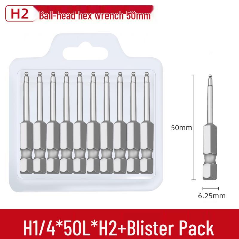 Short Magnetic Ball-Head Hex Socket Driver Bits for Electric and Pneumatic Screwdrivers