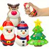 4pcs Set Christmas Squishy Toys with Expressive Faces - TPR Squishable Plush Figures with Expressive Eyes & Mouth, Squeezable Sensory Fidget Toys for