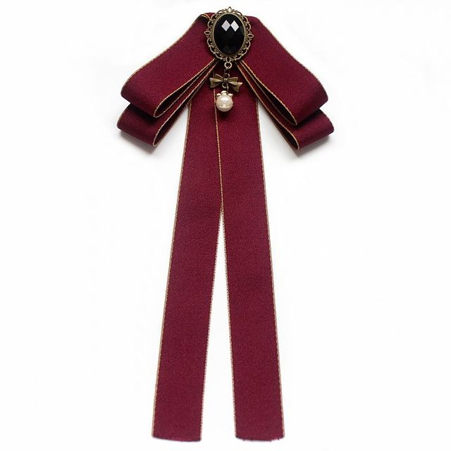 New Female Unisex Bow Tie Brooches For Women Pearl Crystal Pendant Collar Pin Shirt Clothes Necktie Bowknot Suit Accessories