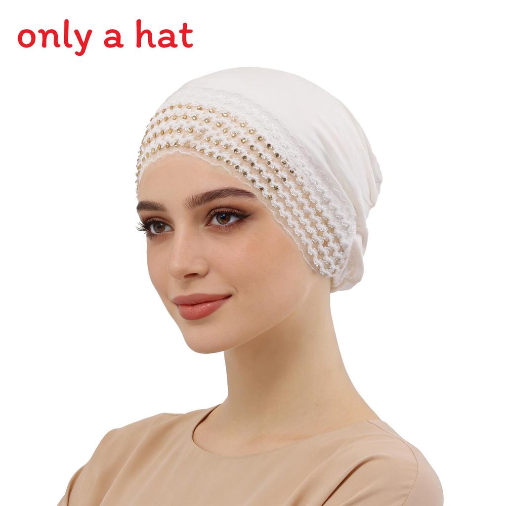 Silk Cotton Sunshade Headscarf With Adjustable Fit And Rhinestone Decor For Summer And Winter Fashion