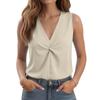 Womens Summer Tank Tops V Neck Casual Sleeveless Pleated Blouses Dressy Vest Shirts