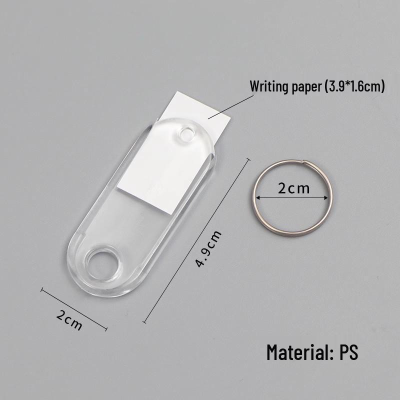 Colored Transparent Plastic Key Tag with Writable Number Label for Classification