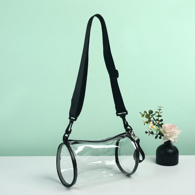 Transparent Laser Crossbody Bag For Women Cylindrical Fashion Mini Shoulder Messenger Bag PVC Jelly Small Tote Bag