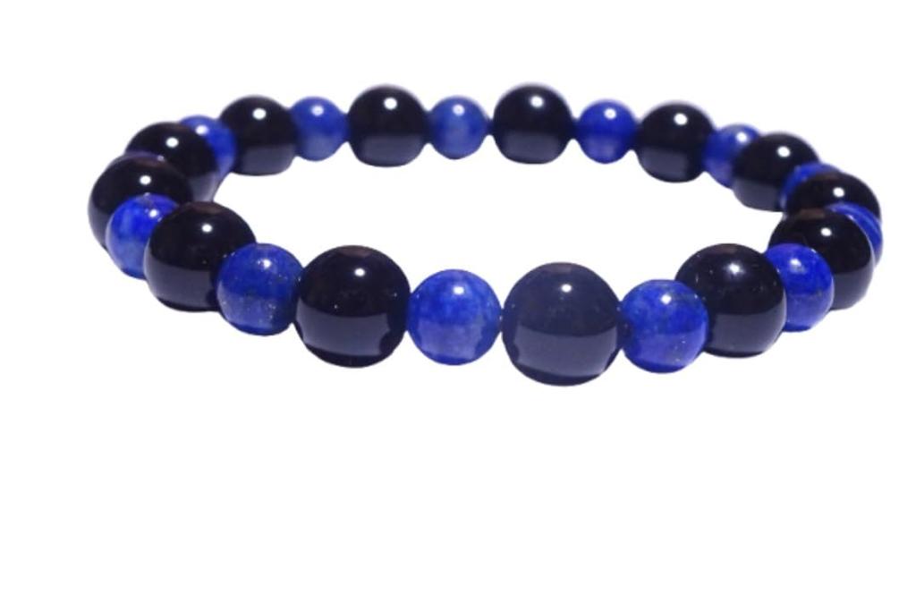 Powerful protective stone for warding off evil spirits and Morion Lapis Lazuli Bracelet for Men and Natural 8mm and Black Quartz approximately for