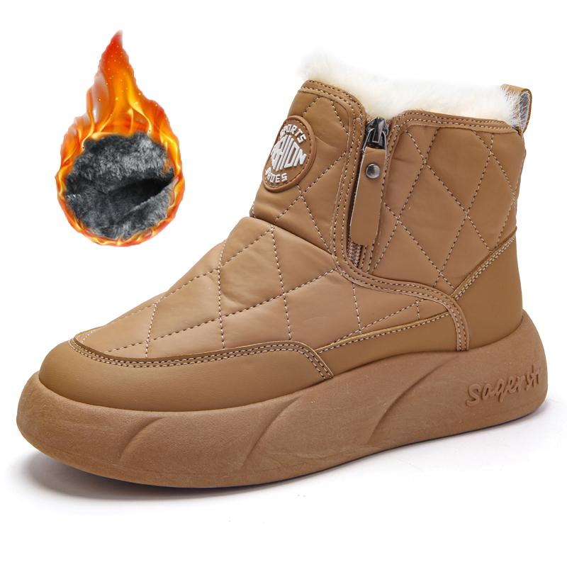 34-42 Women's Winter Plus Size Fashionable Double Zipper Thick Soled High Top Cotton Shoes Women's Snow Boots