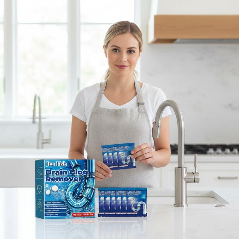 Jue-Fish 12Pcs Pipe Dredges Effervescent Tablets, Dissolves Toilet Floor Drains, Kitchen Sewer Clogs Deodorant Tablets