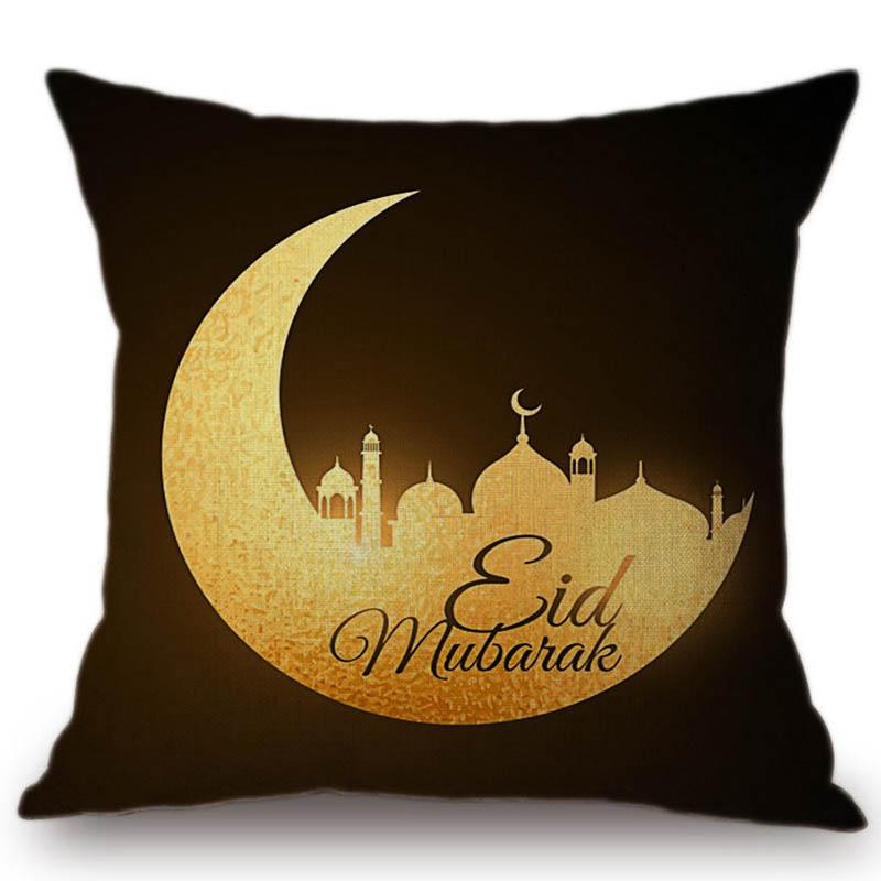 Eid Mubarak Pernă decorativă pentru casă pentru canapea Moscheea musulmană Semiluna Aurică Lună Nouă Scaun din bumbac lenjerie pernă pentru scaun 45x45cm