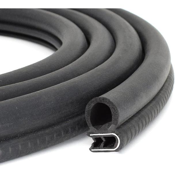 Car Door Seal Strip With Side Bulb 10Ft, EPDM Rubber Automotive Weather Stripping Edge Guard Universal Fit For Camper Van, Trucks, SUV, RV, Black