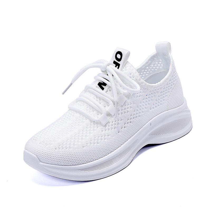Flying woven women's shoes spring new mesh breathable little white shoes outdoor comfortable simple lightweight platform sports shoes