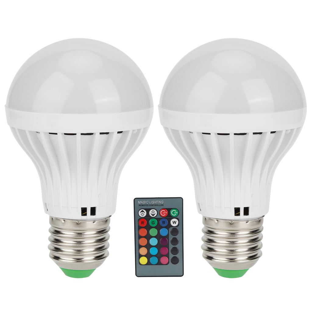 2Pcs E27 3W RGB Bulb Lamp Color Changing Bulb Light Home Lighting with Remote Control 85V‑265V