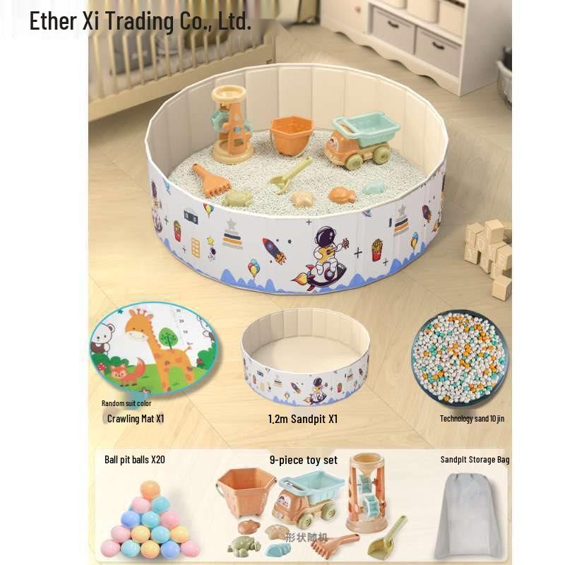 Conjunto Infantil de Arenero y Piscina de Bolas Oceánicas con Valla y Semillas de Casia Juguetes de Arena para Interior