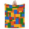 Building Blocks Print Plush Throw Blanket for Kids  Soft Flannel Bedspread for Boys Girls Ideal for Bedroom Sofa Bed Cover