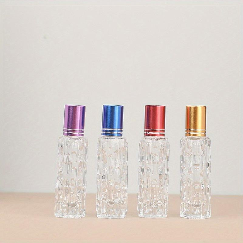 4 piezas Botella Roll-On de Aceite Esencial de 10 ml Recargable Botella de Perfume Botella Roll-On de Vidrio para Aceite Esencial Contenedor de Cosméticos