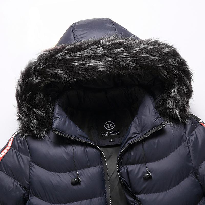 Men Winter Thicken Padded Jacket Autumn Casual Warm Windbreaker Hooded Jackets Detachable Fur Collar Hat Parkas Male