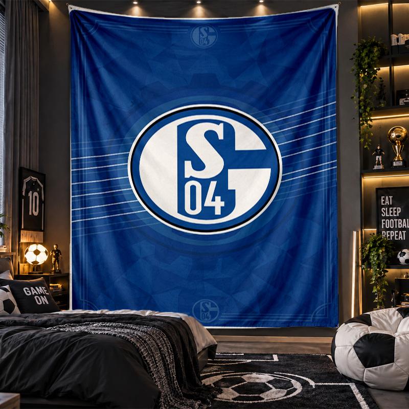 Wandbehang Wandteppich Schalke 04 Aufdruck Stoff für Wohnzimmer Schlafzimmer Heimdekoration
