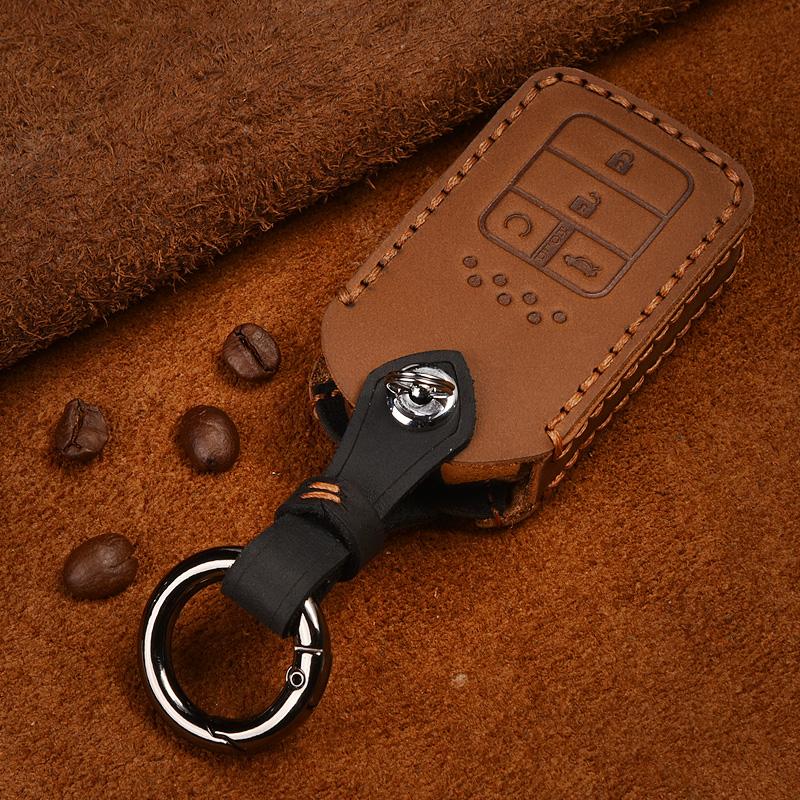 Leather Smart Remote Car Key Case Cover For Honda Vezel City Civic Jazz Brv Br-V Hrv Key Case 2Btn Car Accessories