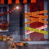 Halloween Props Window Warning Lines Plastic Skull Heads Warning Signs Danger No Entry Warning Lines Courtyard Isolation Belts