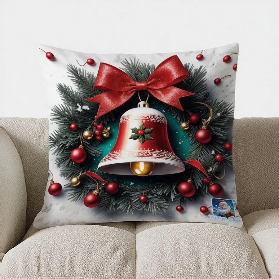 Christmas Decor Pattern Throw Pillow Cover With Short Plush Print For Living Room Sofa Decoration Cushion Cover Pillow Covers