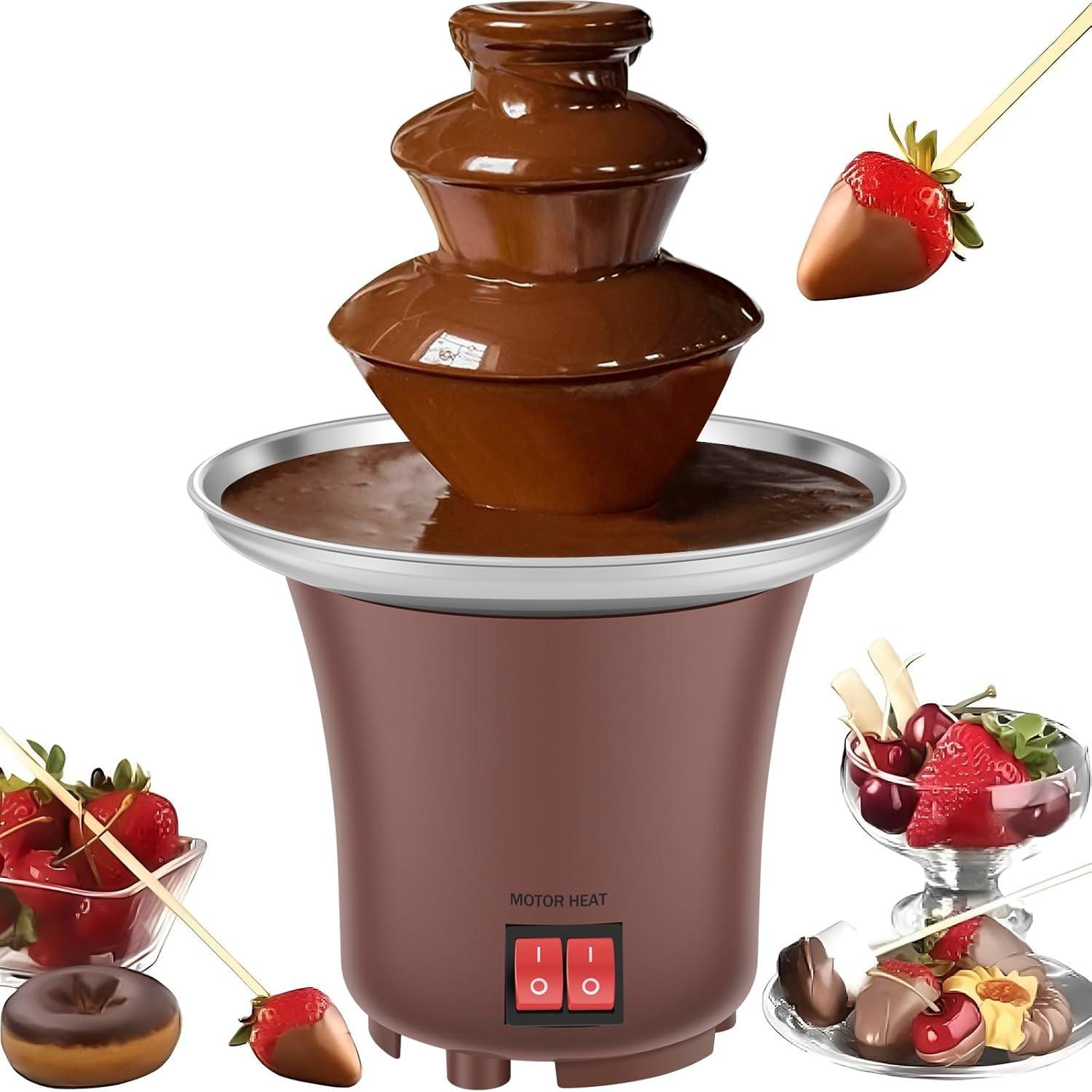 Electric Chocolate Fountain Machine,3 Layer Cheese Fountain,Machine Hold 10oz,Chocolate Fondue Fountain,Stainless Steel Melting Machine Auto Off коричневый
