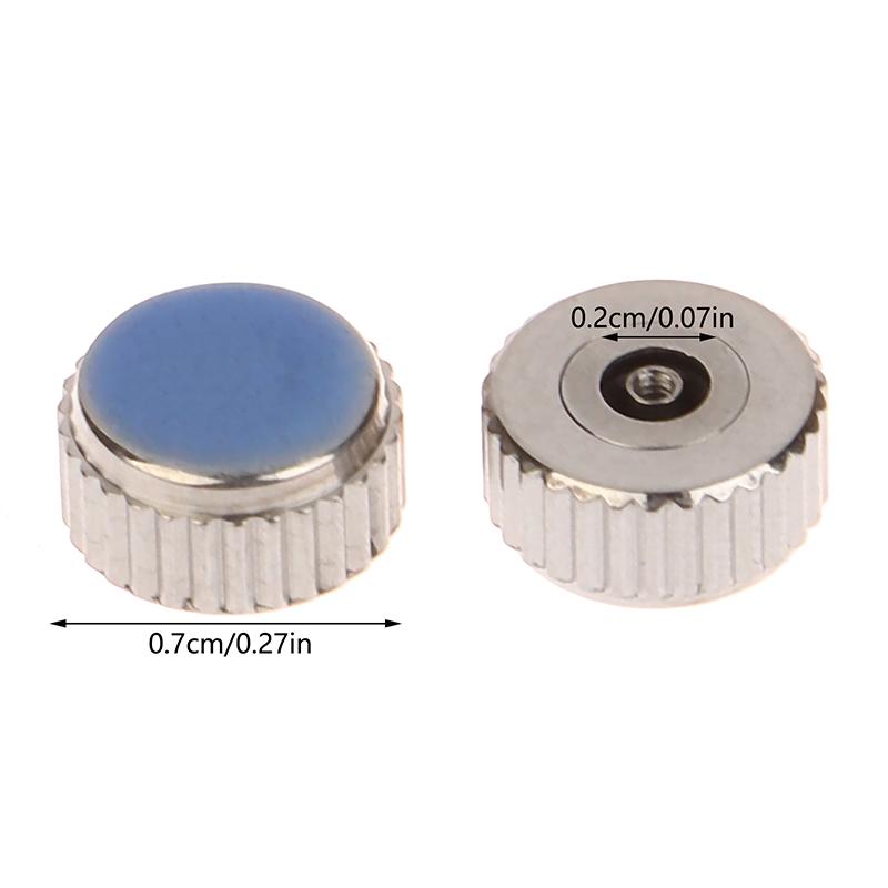 2 Piece Silver Color Steel Watch Crown 4.5Mm-7Mm Head Diameter With Flat Tube For Watches Repair L4429