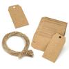 100 Pcs Kraft Paper Tags Brown Cardboard Cards With Strings Wedding Birthday Christmas Party Gifts Tag Cookie Packaging Supplies