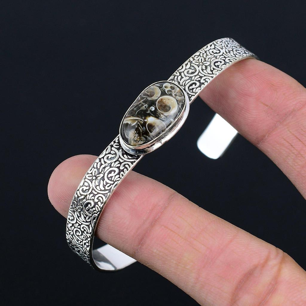 Töchtertag Angebot 925 Sterlingsilber Turritella Achat Stein Jubiläums Armreif