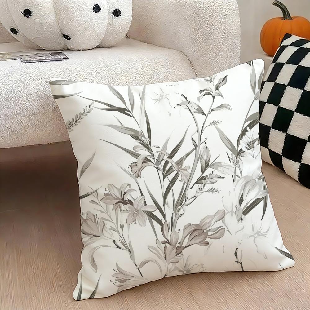 Retro Design Cushion Cover Natural Linen Double Sided Print  Throw Pillow Case for Sofa Couch Home Decor