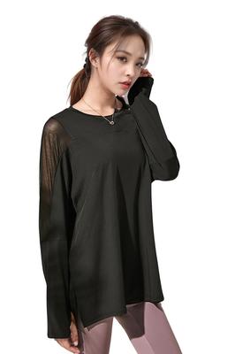 Yoga-Bekleidung Lang Lang Lang M [VeroMan] Oberteile, Ärmel, Länge, Sport, Damen-T-Shirt, Mesh, PPI-Mesh-Tops, Schwarz,