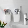 Adhesive Toothbrush Holder Wall Mounted Toothpaste Mouth Cup Waterproof Holder PP Bathroom Storage Shelf Rack Organizer
